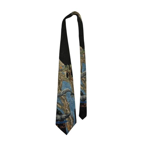 Endangered Species Baja Coast California Joshua Tree Park Vintage Necktie Silk - Picture 2 of 7